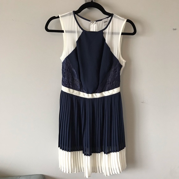 ASOS Dresses & Skirts - ASOS Navy & Ivory Pleated Dress
